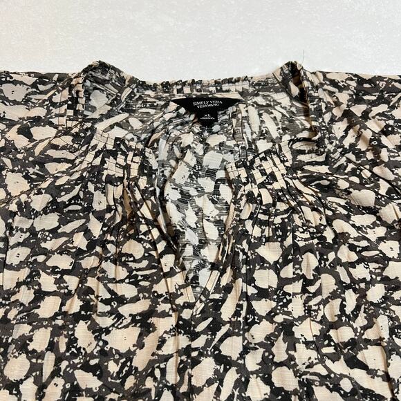 Simply Vera Vera Wang Sleeveless Split Neck Blouse Size X-Large Camo Print - Picture 3 of 7